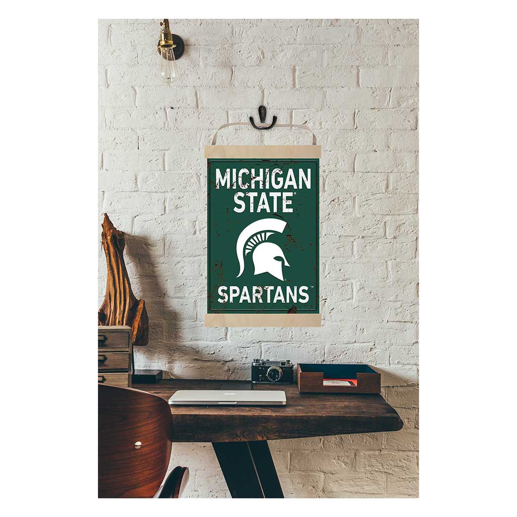 Reversible Banner Sign Faux Rusted Michigan State Spartans