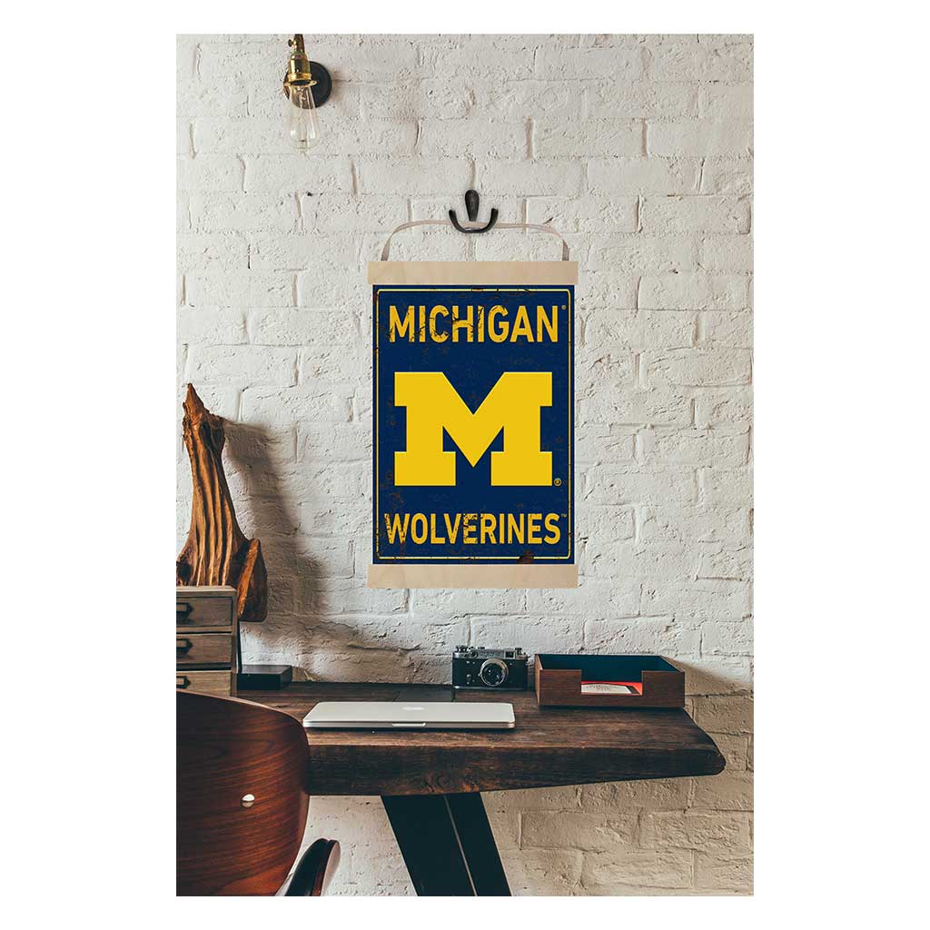 Reversible Banner Sign Faux Rusted Michigan Wolverines