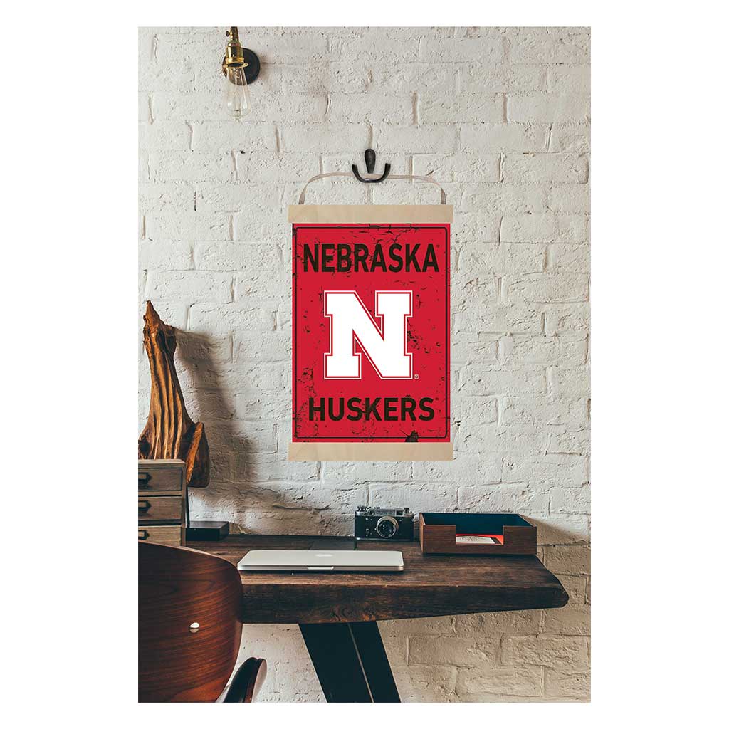 Reversible Banner Sign Faux Rusted Nebraska Cornhuskers