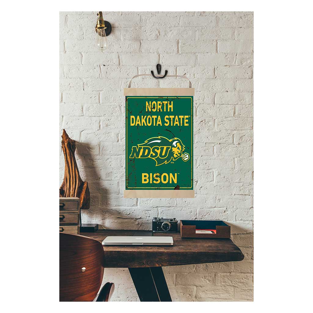 Reversible Banner Sign Faux Rusted North Dakota State Bison