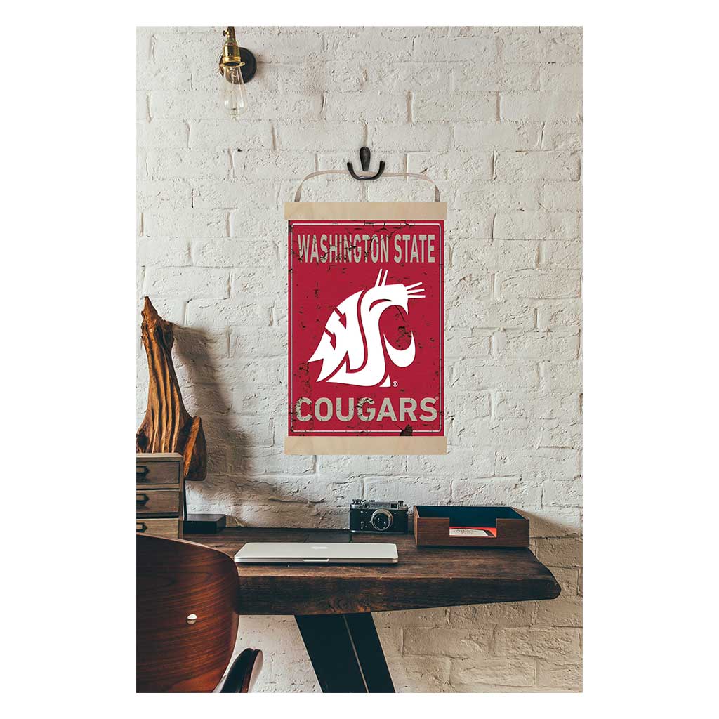 Reversible Banner Sign Faux Rusted Washington State Cougars