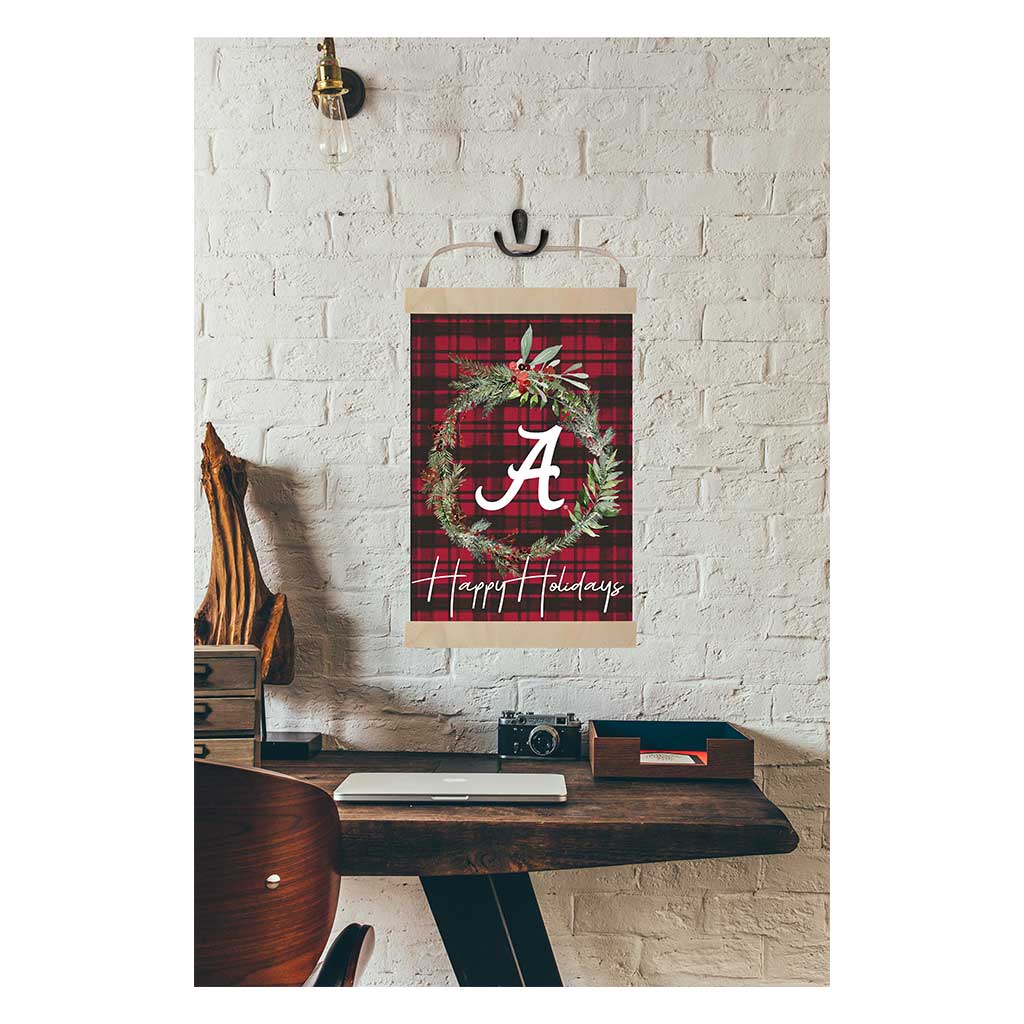 Reversible Banner Sign Merry Christmas Plaid Alabama Crimson Tide