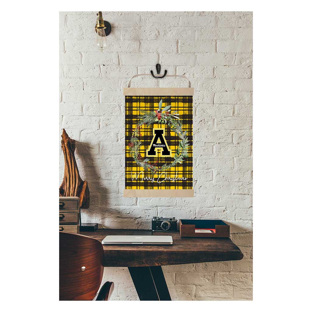 Reversible Banner Sign Merry Christmas Plaid Appalachian State Mountaineers