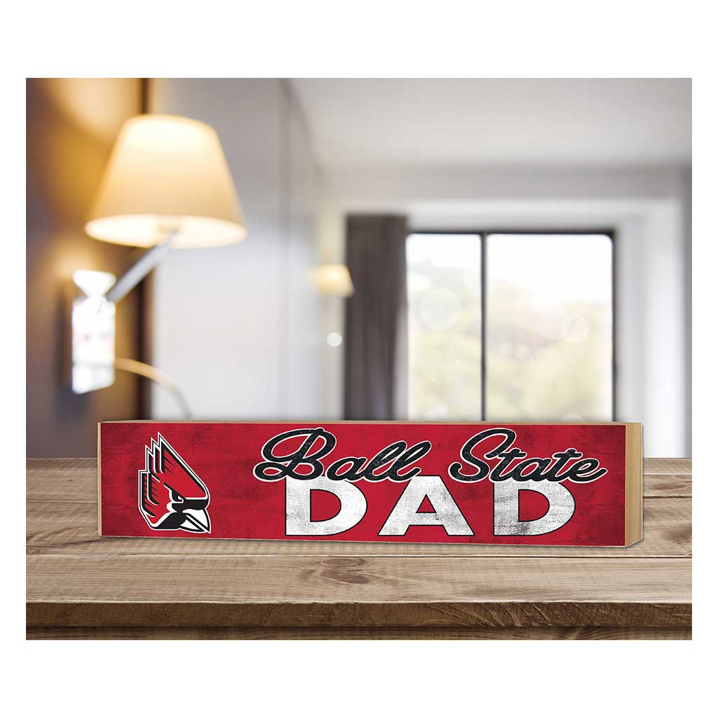 3x13 Block Colored With Logo Dad Ball State Cardinals